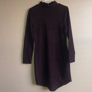 Maroon high neck fleas dress